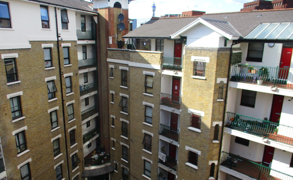 Sandringham Flats from courtyard in sun